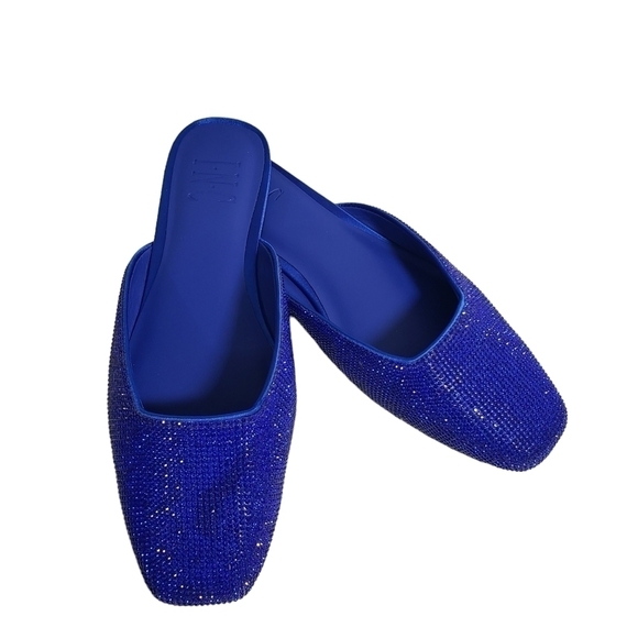 INC International Concepts Joslyn Blue Square-Toe Flat Mules Sz 6.5M - Picture 1 of 10